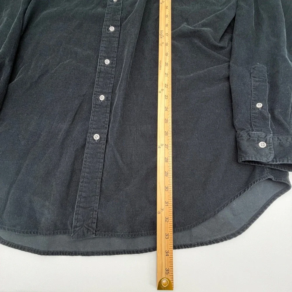 Polo Ralph Lauren Mens XLT Black Corduroy Button Down Shirt Red Pony Logo